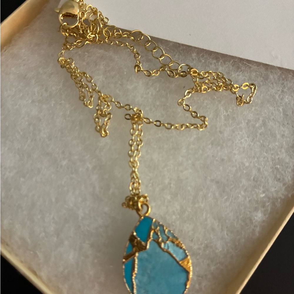 Natasha Denona Gold Chain with Blue Teardrop Necklace, new from Nordstrom